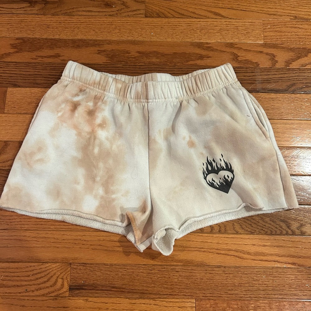 Cream Heart Tie-Dye Women Shorts
